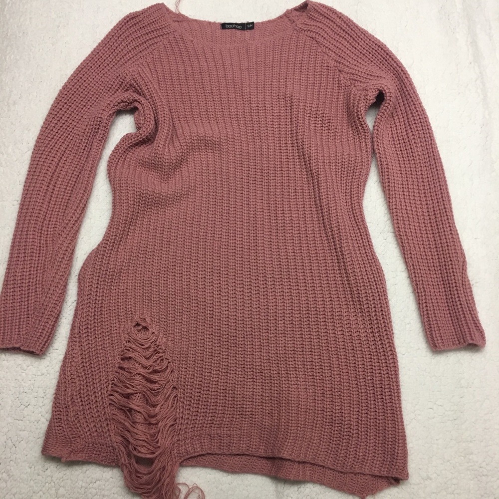 Pink Knitted sweater dress Boohoo